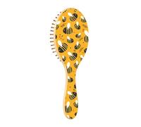 Brosse en bois pour cheveux fins, brosse à message en bois, motif abeilles jaunes, dessiné à la main, sans couture