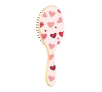 Brosse en bois sexy pour lèvres et cœurs - Pêche - Brosse à cheveux en bois pour massage des cheveux