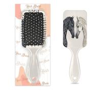 Brosse en crin de cheval noir et blanc pour femme | Brosse à cheveux douce - Brosse à cheveux humides - Démêlante pour cheveux bouclés et épais