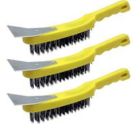 Brosse en fil d'acier avec grattoir en métal, outil d'élimination de la rouille robuste de 27,9 cm pour souder, peinture de copeaux et nettoyage de barbecue