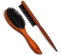 Brosse en Poil de Sanglier pour Cheveux Longs, Bouclés, Secs et Abîmés Nettoyage de la Barbe