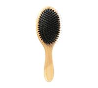 Brosse en poils de sanglier - Manche en bois coussin de massage et antistatique - Brosse plate | Pour femmes, hommes, enfants, cheveux secs, épais, fins, bouclés, ondulés, lisses et longs