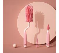 Brosse En Silicone Pour Tétine De Bébé,Gobelet En Verre,Outil De Lavage De Livres,Récureur De Paille,Petite Bouteille,Résistant À 360,3 Pièces Par Ensemble - Type Pink-Rotating Brush