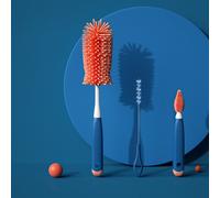 Brosse En Silicone Pour Tétine De Bébé,Gobelet En Verre,Outil De Lavage De Livres,Récureur De Paille,Petite Bouteille,Résistant À 360,3 Pièces Par Ensemble - Type Blue-Straight Handle