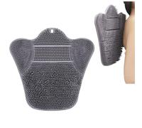 Brosse ergonomique en forme de S pour le dos mains libres pour douche, nettoyeur de pieds TPR et tapis de massage, brosse de rechange en luffa (1 x design ergonomique gris)