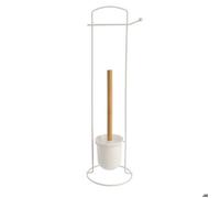 Tendance Brosse et dérouleur de papier WC métal blanc/bambou