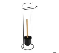Tendance – Brosse et dérouleur papier WC métal – Noir/Bambou