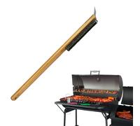 Brosse et grattoir pour pierre à pizza - Avec grattoir - Long manche en bois - Accessoire de four à pizza - Réutilisable - 2 en 1 - Pour fours en plein air, pierres à pizza, cuisson