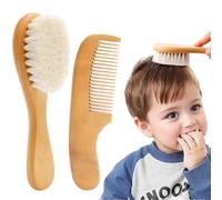 Brosse et peigne de cheveux pour bébé pour nouveau-nés, brosse à cheveux pour bébé en bois ensemble brosse et peigne nouveau-nés doux et doux.