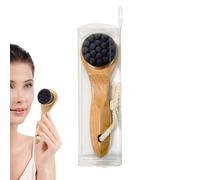 Brosse exfoliante pour le visage sec - Outil de nettoyage avec poils naturels et manche en bois - Masseur pour peau et radiant sur les joues, la mâchoire, le cou et la narine pour hommes et femmes