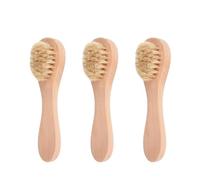 Brosse Faciale de Nettoyage Visage 3 Pièces en Bois et Poils | Massage Doux, Exfoliation Légère, Format Compact, Usage Maison ou Extérieur, Teinte Kaki, Lot de Trois Style Aléatoire