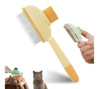 Brosse Fellblitz pour chats Pfotenmond, peigne autonettoyant pour chats à poils longs et courts, massages pour une peau propre, brosse Fellblitz autonettoyante pour animaux de compagnie (Jaune)