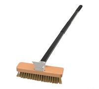 Brosse Four à Pizza 80cm Grattoir Acier Poils Laiton | Poils en laiton ondulés, grattoir acier intégré, élimine résidus cuits, ne raye pas la pierre, pour idéal four extérieur