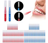 Brosse interdentaire Cure-dents : WEGREAT 100 pièces Brosses interdentaires Brosses interdentaires pour le nettoyage entre les dents Outil de nettoyage des dents Bleu et rouge