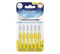 Brosse Interdentaire Emoform Jaune 6 pièces avec technologie SoftCare pour un contact extra délicat sur les gencives grâce aux poils souples - Poignée antidérapante avec capuche pour l'hygiène buccale