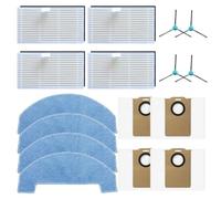 Brosse latérale Filtre Mop Chiffon Sac à poussière Kit de Remplacement pour Robot Aspirateur Compatible avec Ultenic pour T20 Pro Modèle