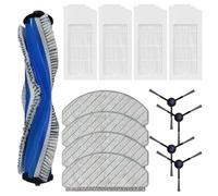 Brosse latérale principale, filtre et chiffon de rechange en microfibre pour aspirateurs Bosch Spotless BCRC1W/BCRD1W et BCRC2W/BCRD2W - 1 ensemble avec brosse en nylon, 4 à 8 chiffons, 4 à 8 brosses