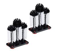 Brosse Lave-Verre, Lot de 2, avec Ventouse, gastronomie, fêtes & Bar, goupillon, HLP: 22 x 18,5 x 9,5 cm, Blanc/Noir