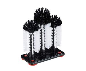 Brosse Lave-Verre, Lot de 2, avec Ventouse, gastronomie, fêtes & Bar, goupillon, HLP: 22 x 18,5 x 9,5 cm, Blanc/Noir