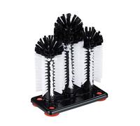 Brosse Lave-Verre, Lot de 4, avec Ventouse, gastronomie, fêtes & Bar, goupillon, HLP: 22 x 18,5 x 9,5 cm, Blanc/Noir