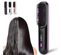 Brosse lissante Bella Pro, brosse à cheveux Bellabrush Pro, lisseur à cheveux sans fil portable avec peigne chauffant, brosse à cheveux chauffante pour tous les types de cheveux(Black)