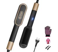 Brosse Lissante Chauffant,Lisseur Cheveux Céramique Avec 25s Ptc Chauffage,Fer À Lisser Peigne Avec 5 Températures Ajustables (140-200°C),Anti-Brûlure,Brosse Chauffante