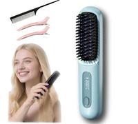 Brosse Lissante Portable - GoBrush PRO Fer à lisser sans fil anti - brûlure -Tous cheveux, Avec affichage LED et 3 niveaux de température (160 °C à 200 °C) (Bleu)