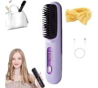 Brosse Lissante Portable Sans Fil Pour Cheveux, Brosse Chauffante Sans Fil, Mini Lisseur Sans Fil, Peigne Chauffant, Anti-Brûlure Lisseur Cheveux Portable, Usb Rechargeable (Violet)