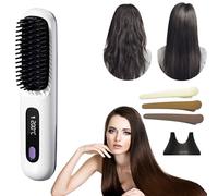 Brosse Lissante Portable Velinca Pro, Brosse Lissante Sans Fil Velinca, Mini Lisseur Sans Fil Pour Tous Types De Cheveux, Coiffage Express, Idéal Pour Les Voyages, Le Bureau (WHITE)