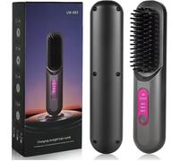 Brosse Lissante Pour Cheveux avec ÉCran 3 Température Réglable Chauffant Peigne à Cheveux pour Voyage et Domicile Gris