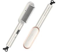 Brosse Lissante Pour Cheveux Ionique, Fer a Lisser PARWIN PRO BEAUTY, Hair Straightener Brush Avec Afficher Led, Protection Anti-Brûlure, 20s PTC Chauffage & 4 RéGlages De TempéRature Champagne Argent