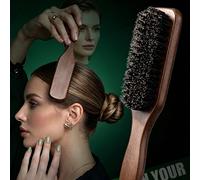Brosse lissante professionnelle en poils de sanglier unisexe, brosse à cheveux professionnelle sans parfum, brosse à barbe douce et lisse, brosse de nettoyage, convient aux cheveux épais et fins, peut