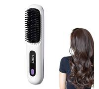 Brosse Lissante Sans Fil - Céramique 20x4.5x3cm, Brosse Chauffante Portable Avec 3 Niveaux De Chaleur | Chauffage Rapide 30s, Outil Coiffure Ions Négatifs Pour Maison Et Voyage.