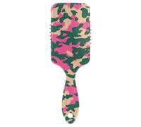 Brosse lisse camouflage militaire rose vif pour femmes à cheveux longs conçue pour tous les types de cheveux avec poignée ergonomique cepillo para cabello de mujer