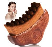 Brosse Lymphatique Visage, Brosse A Sec Drainage Lymphatique Visage, Brosse Massage Lymphatique Cou Front Joue, Manche en Bois et Poils Souples - Conception Ergonomique