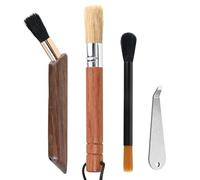 Brosse Machine a Café, Brosse de Nettoyage de Tête de Groupe pour Machine à Café Espresso, Pinceau à Cafe Brosse Moulin Cafe, Poils Naturels et Manche en Bois, Ensemble d'Outils pour Barista