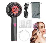 Brosse Massage Cuir Chevelu Électrique, 2 En 1 Masseur Cuir Chevelu, Brosse Massante Cheveux D'Huile Étanche, Avec 3 Modes Fonctionnels Et Lumière Rouge, Appareil De Massage Cheveux Masseur De Tête Él