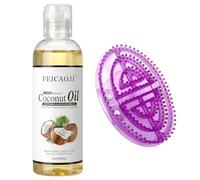 Brosse Méridienne,1 Pièces Brosse de Massage Ventre,con 100 ml d'Huile de Coco Fractionnée,Peigne de Relaxation Complet du CorpsUtilisé pour Masser les Méridiens, Amincir et Modeler le Corps