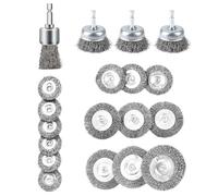 Brosse Métallique 19pcs Pour Le Plateau De Roue En Acier En Carbone À Forage Avec Une Tige Hexagonale 1/4 Pouces Pour Le Nettoyage La Roue Décapage