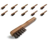 Brosse métallique à bougie | Lot de 10 | Garnissage inox 16 trous fil ondulé | Manche ergonomique bois | Nettoyage d'électrodes et de contacts de bougies d'allumage | Kibros 7507Bx10