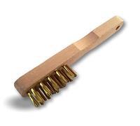 Brosse métallique à bougie | Lot de 3 | Garnissage laiton 16 trous fil droit | Manche ergonomique bois | Nettoyage d'électrodes et de contacts de bougies d'allumage | Kibros 34LBx3