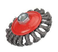 Brosse métallique à large face Conflex Brush， Roue rotative en fil d'acier au carbone 5/8" -11 x 3" 0,02" / 100 mm torsadé et noué(100Mm Twisted Knotted)