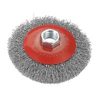 Brosse métallique à large face Conflex Brush， Roue rotative en fil d'acier au carbone 5/8" -11 x 3" 0,02" / 100 mm torsadé et noué(100Mm Crimped Wire Brush)