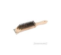Brosse métallique à manche en bois et racloir Silverline