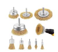 Brosse métallique à tige de 1/4 po, ensemble de brosses coupelles for perceuse, accessoire for enlever la rouille et polir les métaux(4Pcs)