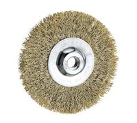 Brosse métallique circulaire ondulée de 115 mm en acier inoxydable pour ébauche et finition de surface.