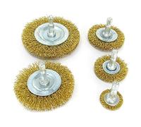 Brosse métallique en acier, jeu de brosses forage, 5 pièces, fixation circulaire revêtue laiton, ébavurage, élimination la rouille