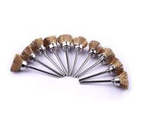 Brosse métallique for perceuse, lot de 10 brosses métalliques en laiton forme coupe, tige 1/8'', longueur 2'', for éliminer la rouille et l'oxydation