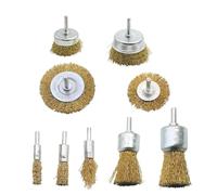 Brosse Metallique Jeu de 9 coupelles roue for foret à brosse métallique, paquet for tige hexagonale 1/4 pouce, acier au carbone grossier 0.012 serti(9pcs)