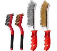 Brosse métallique manuelle 4 pièces avec brosse en acier inoxydable et brosse en laiton, brosse métallique pour le nettoyage de la rouille, de la peinture et des scories de soudure